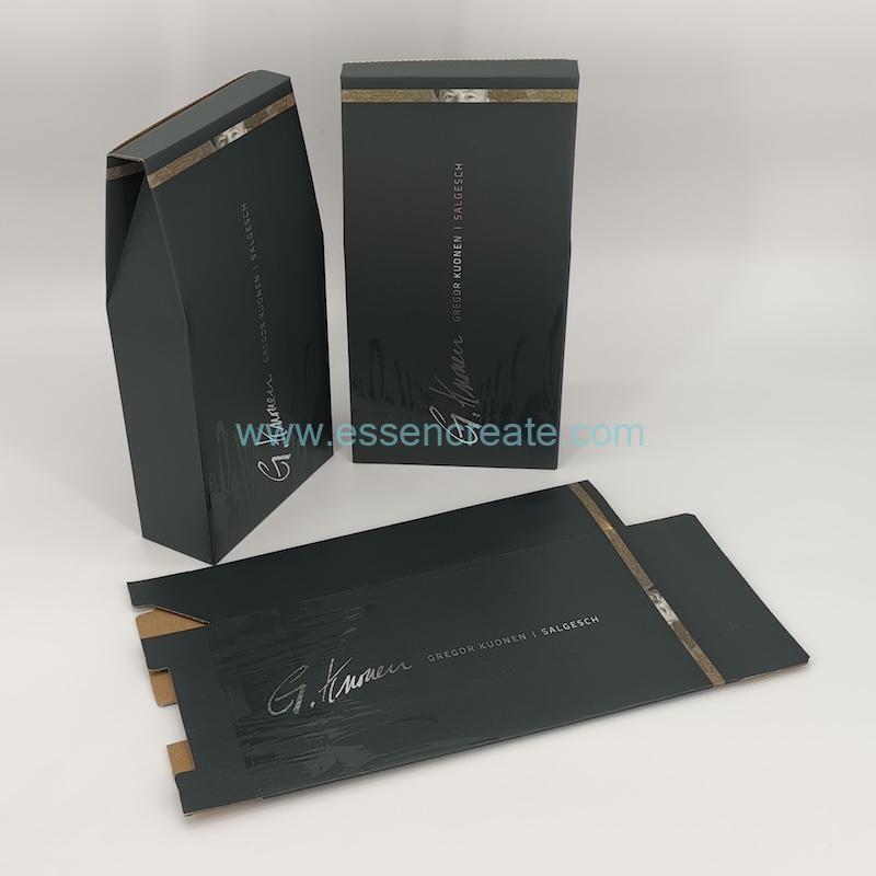 Portable 500ml Wine Whisky Packaging Foldable E-flute Corrugated Cardboard Gift Box Portable 500ml Wine Whisky Packaging Foldable E-flute Corrugated Cardboard Gift Box