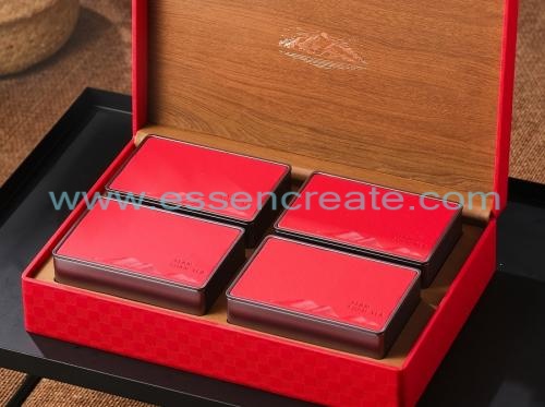 Leather Gift Box With Four Tin Cans